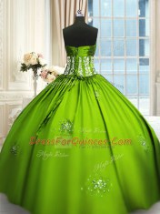 Sleeveless Beading and Appliques and Ruching Lace Up Quinceanera Gowns