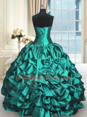 Stylish Turquoise Sleeveless Floor Length Beading and Lace and Appliques and Ruching Lace Up Quinceanera Gowns