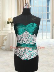 Stylish Turquoise Sleeveless Floor Length Beading and Lace and Appliques and Ruching Lace Up Quinceanera Gowns