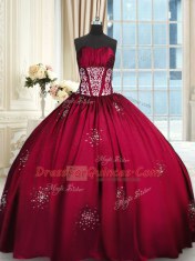On Sale Sleeveless Lace Up Floor Length Beading and Appliques and Ruching Sweet 16 Dresses
