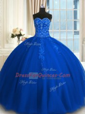 Best Selling Sweetheart Sleeveless Tulle Sweet 16 Dresses Appliques and Embroidery Lace Up