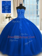 Best Selling Sweetheart Sleeveless Tulle Sweet 16 Dresses Appliques and Embroidery Lace Up