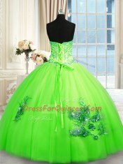 Decent Lace Up 15th Birthday Dress Appliques Sleeveless Floor Length