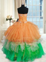 Affordable Floor Length Ball Gowns Sleeveless Multi-color 15th Birthday Dress Lace Up