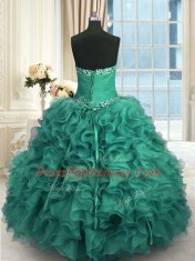 Floor Length Turquoise Quinceanera Dress Sweetheart Sleeveless Lace Up