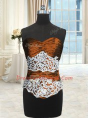 Rust Red Sweetheart Lace Up Beading and Lace and Ruching and Pick Ups 15 Quinceanera Dress Sleeveless