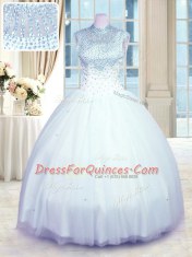 Dramatic Sleeveless Beading Zipper Quinceanera Dress
