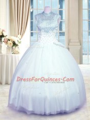 Dramatic Sleeveless Beading Zipper Quinceanera Dress
