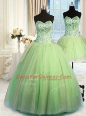 Gorgeous Three Piece Sleeveless Beading Lace Up Vestidos de Quinceanera