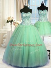 Three Piece Sweetheart Sleeveless Vestidos de Quinceanera Floor Length Beading Tulle