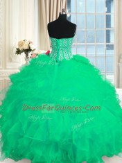 Ball Gowns Sweet 16 Quinceanera Dress Turquoise Sweetheart Organza Sleeveless Floor Length Lace Up