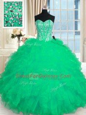Ball Gowns Sweet 16 Quinceanera Dress Turquoise Sweetheart Organza Sleeveless Floor Length Lace Up