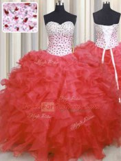 Best Selling Sleeveless Lace Up Floor Length Beading and Ruffles Quinceanera Dresses
