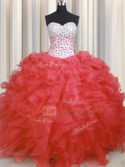 Best Selling Sleeveless Lace Up Floor Length Beading and Ruffles Quinceanera Dresses