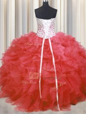 Best Selling Sleeveless Lace Up Floor Length Beading and Ruffles Quinceanera Dresses