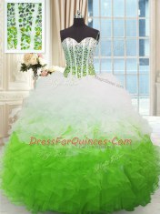 Multi-color Sleeveless High Low Beading and Ruffles Lace Up Sweet 16 Quinceanera Dress