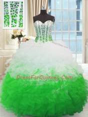 Beading and Ruffles Sweet 16 Dress Multi-color Lace Up Sleeveless Floor Length