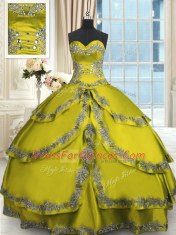 Free and Easy Sleeveless Lace Up Floor Length Beading and Appliques and Ruffled Layers Ball Gown Prom Dress