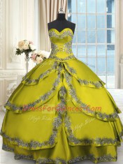 Free and Easy Sleeveless Lace Up Floor Length Beading and Appliques and Ruffled Layers Ball Gown Prom Dress