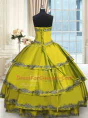 Free and Easy Sleeveless Lace Up Floor Length Beading and Appliques and Ruffled Layers Ball Gown Prom Dress