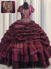 Burgundy Sweetheart Neckline Beading and Appliques and Pick Ups Sweet 16 Dresses Sleeveless Lace Up