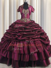 Burgundy Sweetheart Neckline Beading and Appliques and Pick Ups Sweet 16 Dresses Sleeveless Lace Up