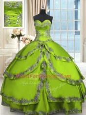 Elegant Taffeta Sleeveless Floor Length Quinceanera Gowns and Beading and Embroidery and Ruffled Layers