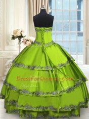 Elegant Taffeta Sleeveless Floor Length Quinceanera Gowns and Beading and Embroidery and Ruffled Layers