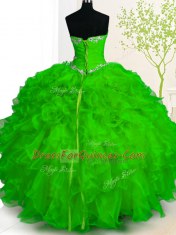 Organza Sleeveless Floor Length Quince Ball Gowns and Beading and Ruffles