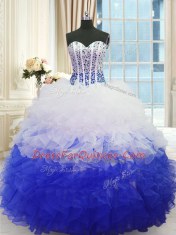 Free and Easy Sleeveless Beading and Ruffles Lace Up Vestidos de Quinceanera