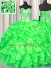 Sleeveless Beading and Ruffles Lace Up Sweet 16 Dresses