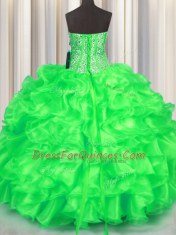 Sleeveless Beading and Ruffles Lace Up Sweet 16 Dresses