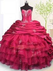 Decent Pick Ups Ruffled Brush Train Ball Gowns Ball Gown Prom Dress Rose Pink Strapless Organza and Taffeta Sleeveless With Train Lace Up