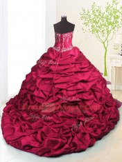 Decent Pick Ups Ruffled Brush Train Ball Gowns Ball Gown Prom Dress Rose Pink Strapless Organza and Taffeta Sleeveless With Train Lace Up