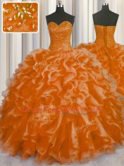 Sleeveless Beading and Ruffles Lace Up Sweet 16 Dress