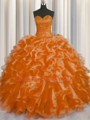 Sleeveless Beading and Ruffles Lace Up Sweet 16 Dress