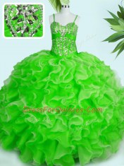 Modest Spaghetti Straps Lace Up Beading and Ruffles Sweet 16 Dresses Sleeveless