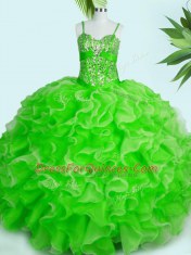 Modest Spaghetti Straps Lace Up Beading and Ruffles Sweet 16 Dresses Sleeveless