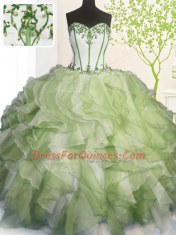 Sophisticated Ball Gowns 15 Quinceanera Dress Multi-color Sweetheart Organza Sleeveless Floor Length Lace Up