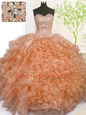Amazing Organza Sleeveless Floor Length Quinceanera Dress and Beading and Ruffles and Pick Ups