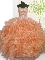 Amazing Organza Sleeveless Floor Length Quinceanera Dress and Beading and Ruffles and Pick Ups