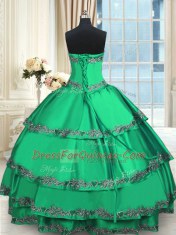 Lovely Ruffled Ball Gowns Quinceanera Gowns Turquoise Sweetheart Taffeta Sleeveless Floor Length Lace Up