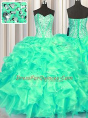 Sleeveless Lace Up Floor Length Beading and Ruffles Quinceanera Dresses