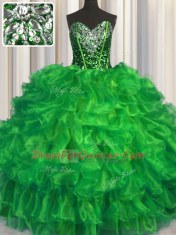 Sweetheart Sleeveless Lace Up Quinceanera Gowns Organza