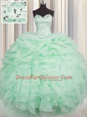 Organza Sleeveless Floor Length Quinceanera Dress and Beading and Ruffles