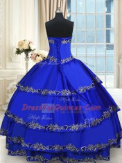 Sweetheart Sleeveless Taffeta Quinceanera Gown Beading and Embroidery and Ruffled Layers Lace Up