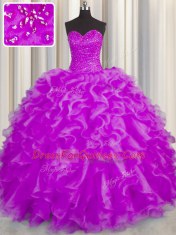 Adorable Sleeveless Beading and Ruffles Lace Up Sweet 16 Quinceanera Dress