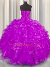 Adorable Sleeveless Beading and Ruffles Lace Up Sweet 16 Quinceanera Dress