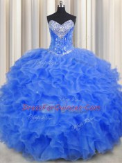 Beauteous Floor Length Royal Blue Sweet 16 Dress Sweetheart Sleeveless Lace Up