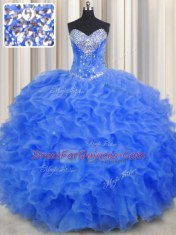 Beauteous Floor Length Royal Blue Sweet 16 Dress Sweetheart Sleeveless Lace Up